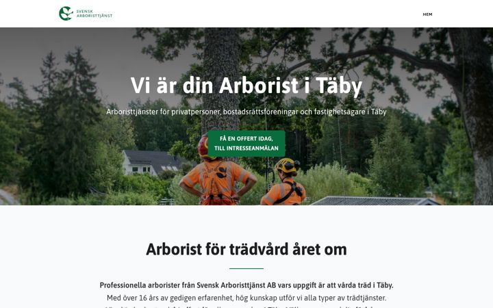 Screenshot of arboristtaby.se