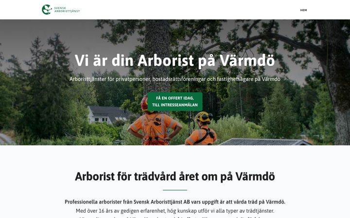 Screenshot of arboristvarmdo.se