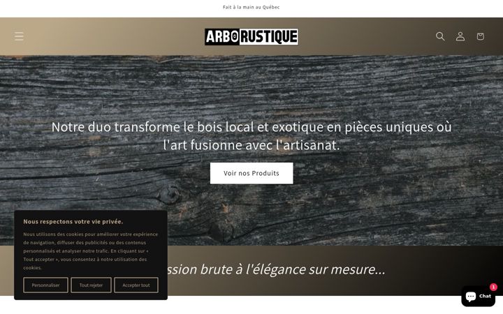 Screenshot of arborustique.ca