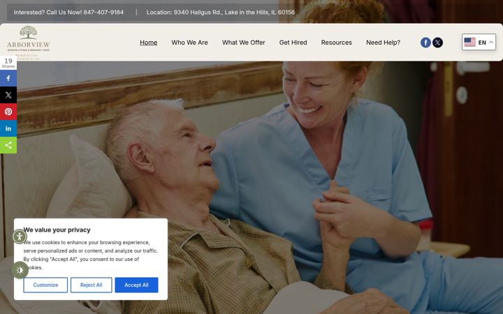 Screenshot von arborviewmemorycare.com