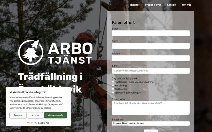 Screenshot of arbotjanst.se