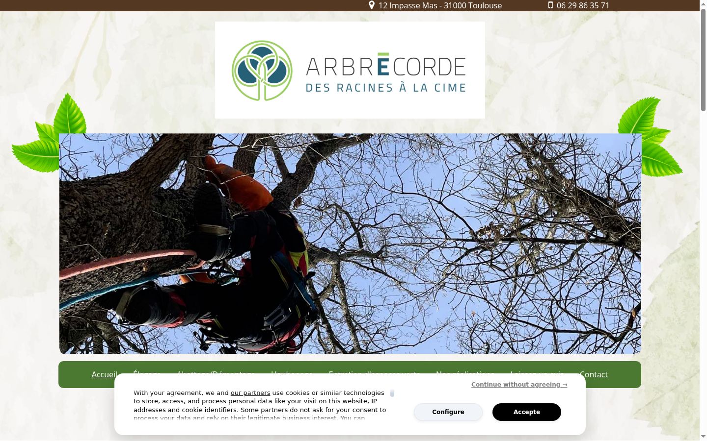 Screenshot del banner di consenso mostrato prima di qualsiasi interazione