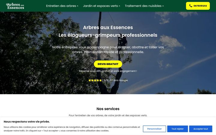 Screenshot of arbresauxessences.fr