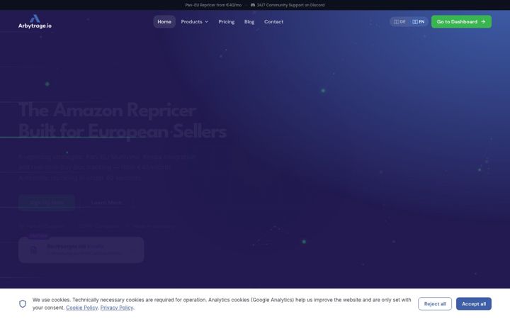 Screenshot of arbytrage.io