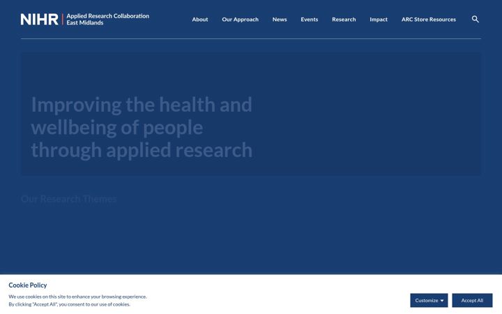 Screenshot of arc-em.nihr.ac.uk