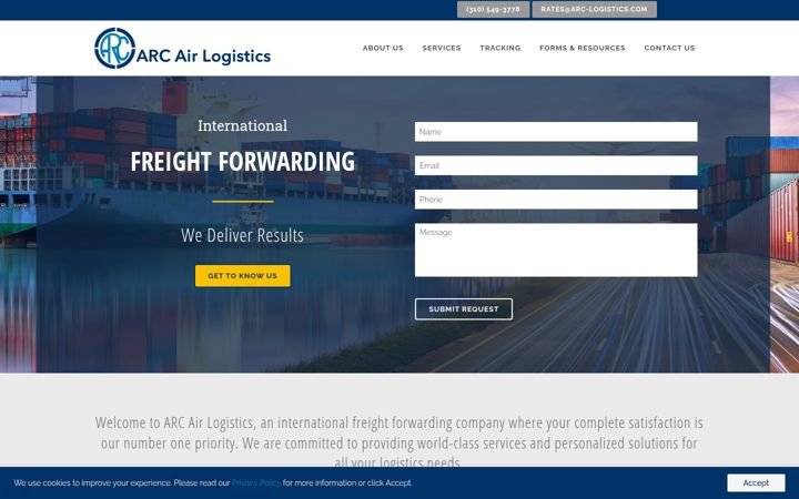 Screenshot of arc-logistics.com