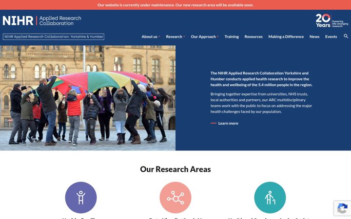Screenshot ta' arc-yh.nihr.ac.uk