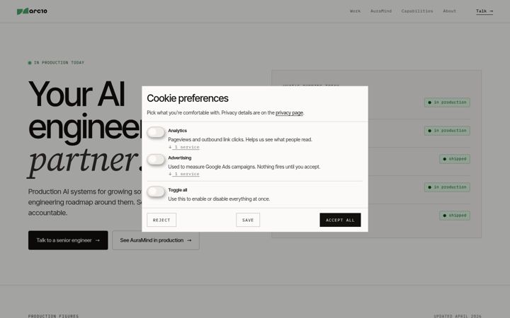 Screenshot of arc10.io