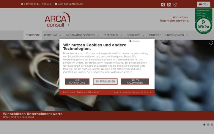 Screenshot ta' arca-consult.de