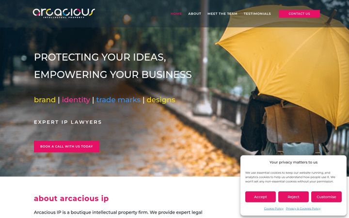 Screenshot of arcacious-ip.com