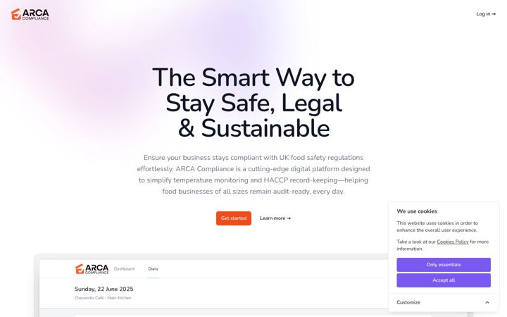 Screenshot of arcacompliance.co.uk