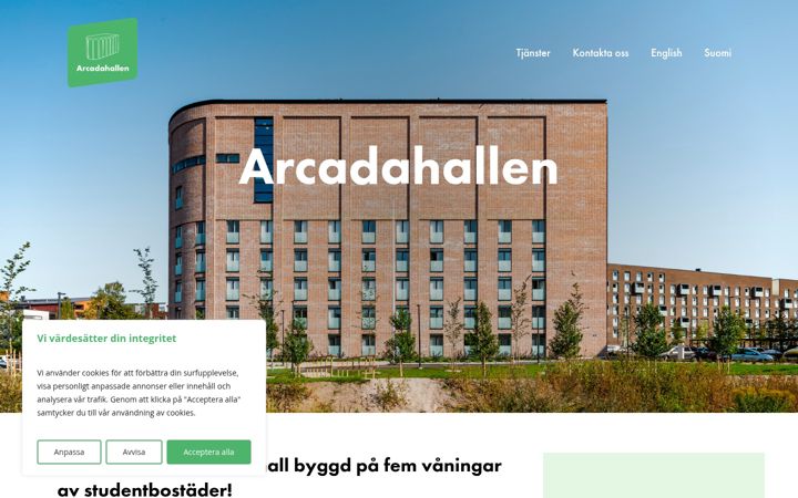 Screenshot of arcadahallen.fi