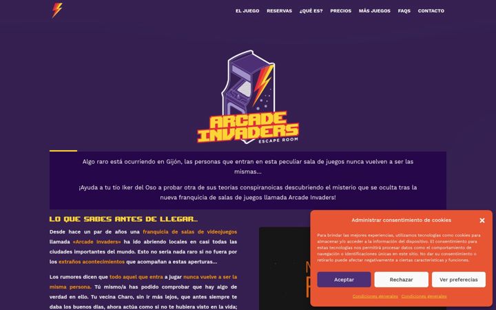 Capture d'écran de arcadeinvaders.es