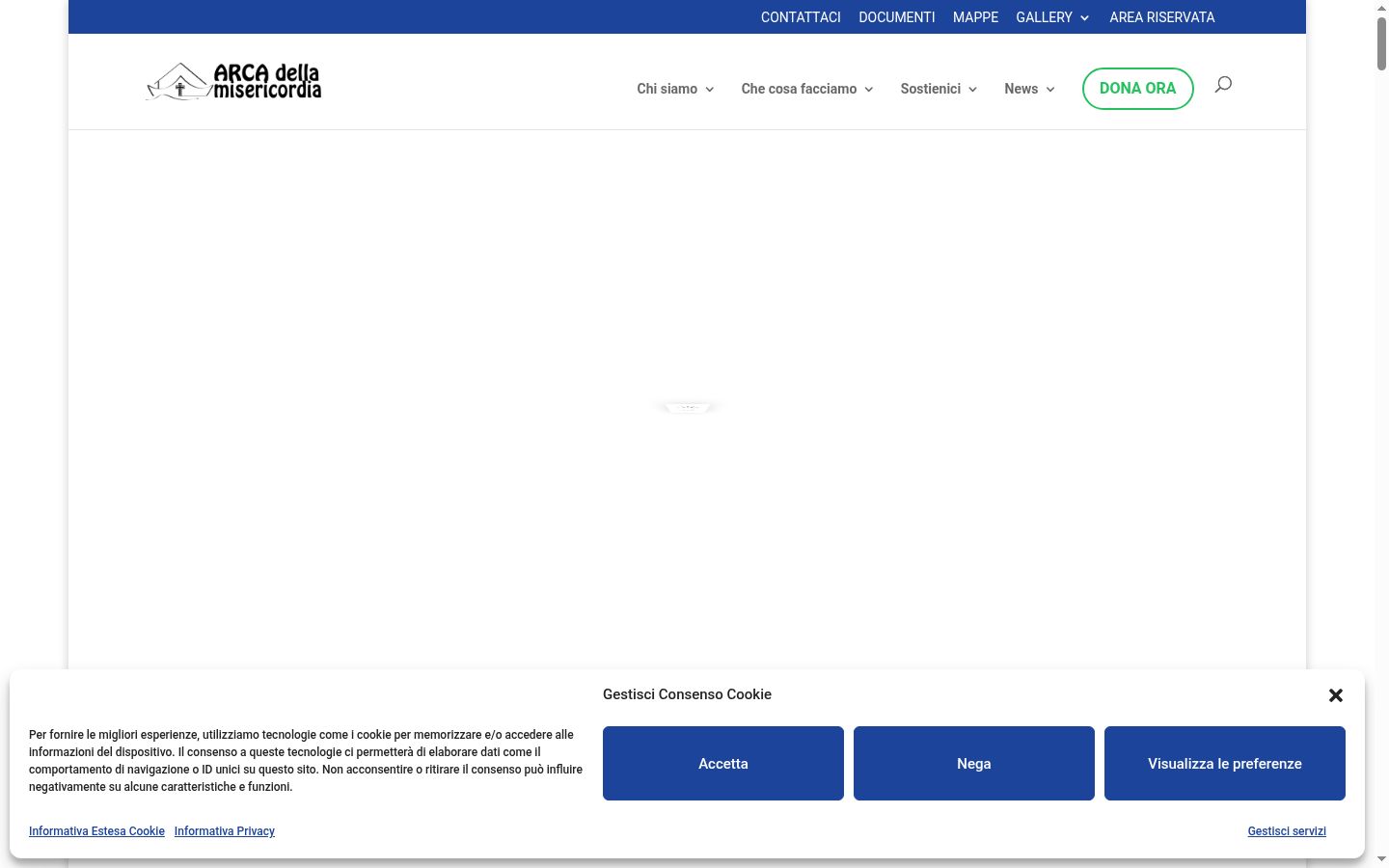 Screenshot del banner di consenso mostrato prima di qualsiasi interazione