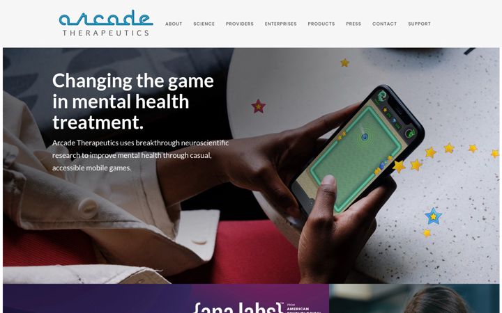 Screenshot ta' arcadetherapeutics.com