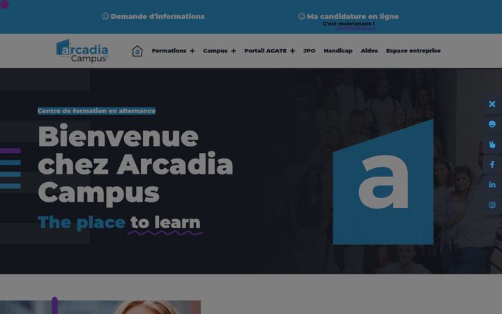 Screenshot of arcadia-campus.com