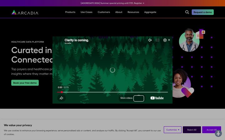 Ekrānuzņēmums no arcadia.io