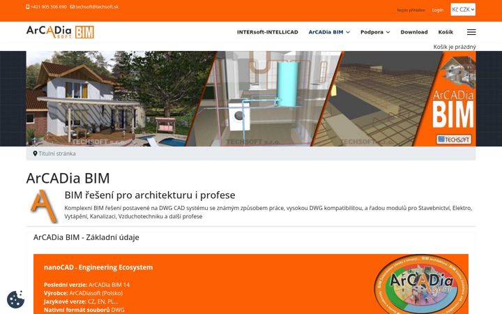 Screenshot of arcadiabim.cz
