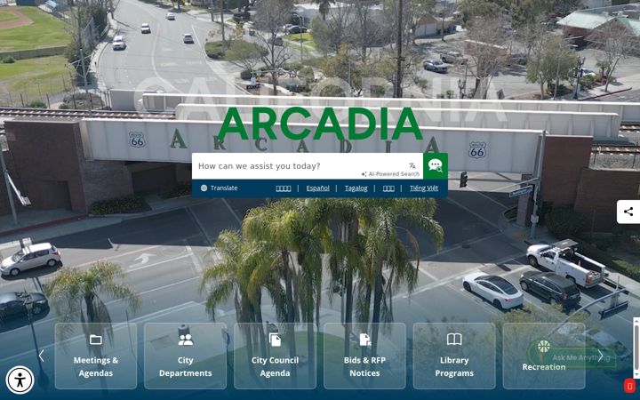 Screenshot von arcadiaca.gov