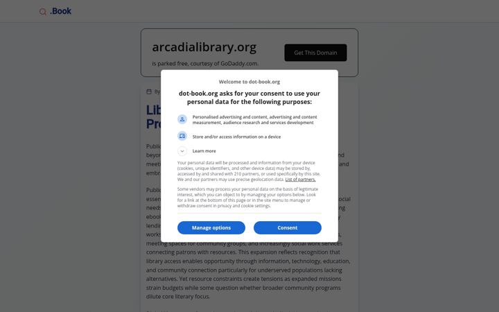 Screenshot of arcadialibrary.org