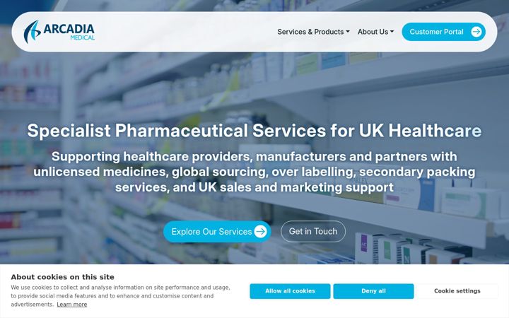 Screenshot of arcadiamedical.co.uk