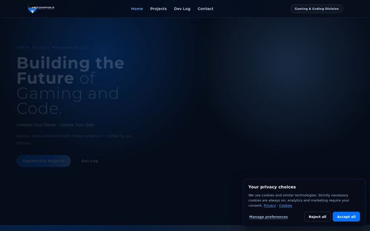 Screenshot of arcadianpixels.com