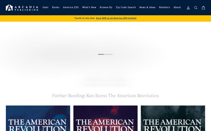 Captură de ecran a arcadiapublishing.com