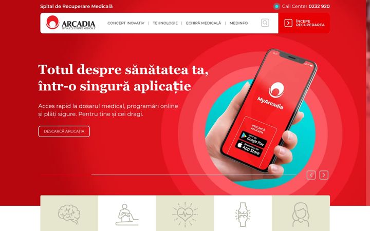 Screenshot of arcadiarecuperare.ro