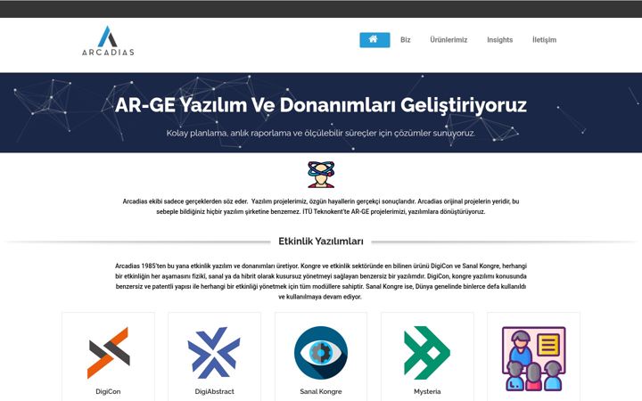 Kuvakaappaus sivustosta arcadiastech.com