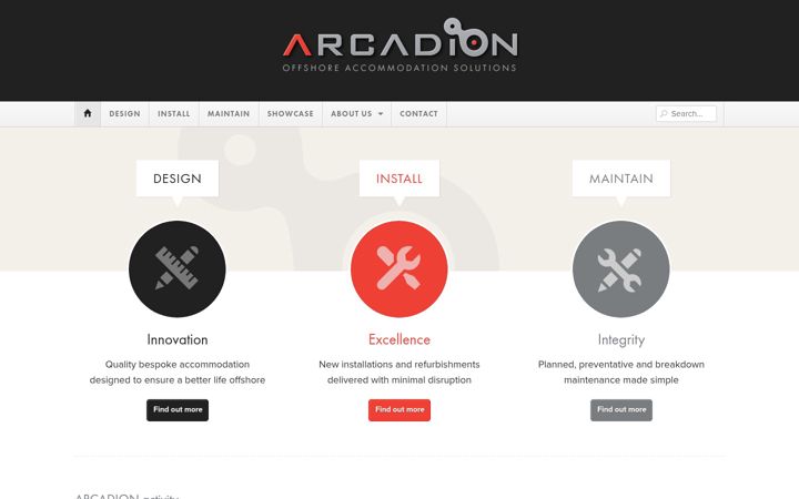 Screenshot of arcadion.co.uk