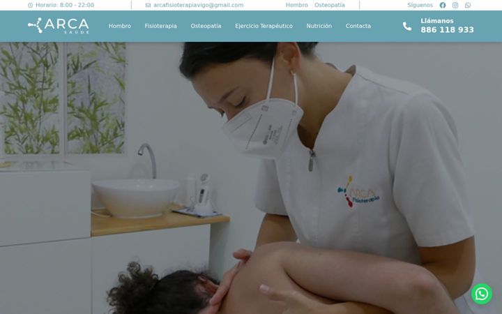 Ekrano kopija arcafisioterapia.es