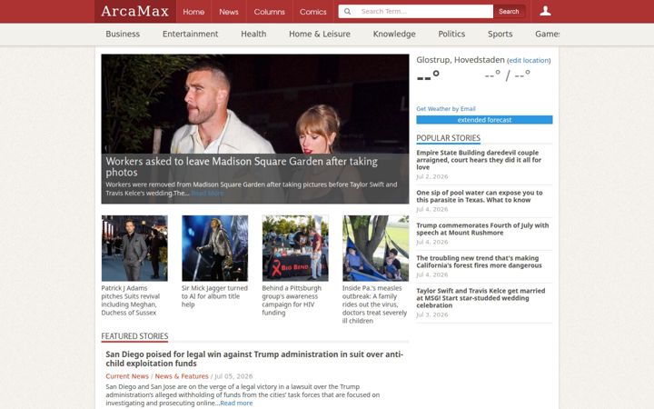 Skjámynd af arcamax.com