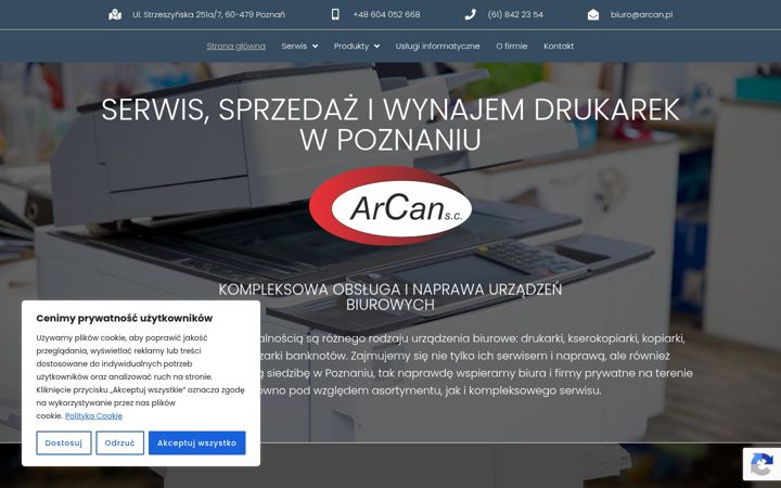 Ekrano kopija arcan.pl