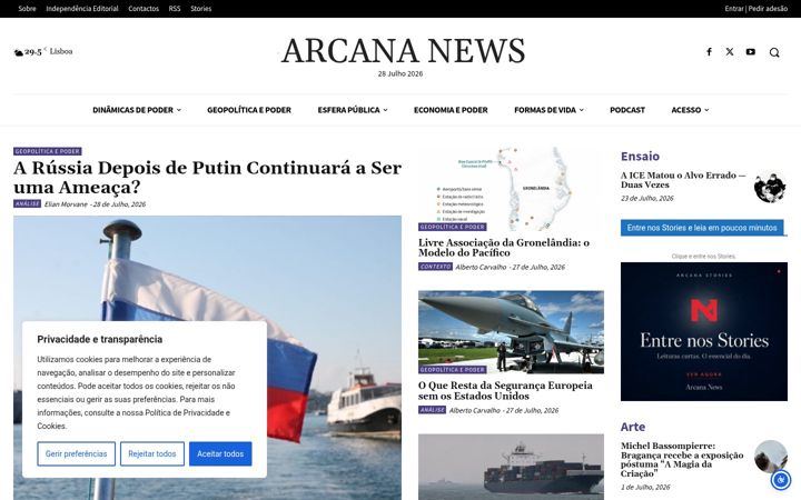 Screenshot του arcananews.com