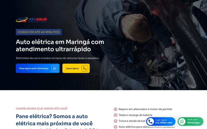 Screenshot of arcanjoautoeletricamaringa.com.br