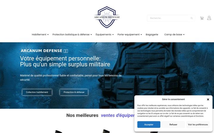 Screenshot of arcanumdefense.com