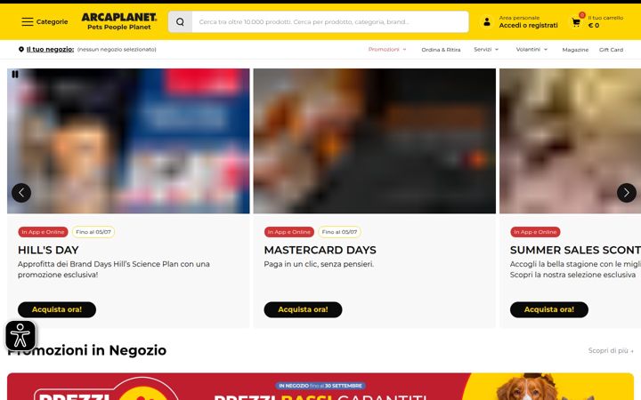 Screenshot of arcaplanet.it