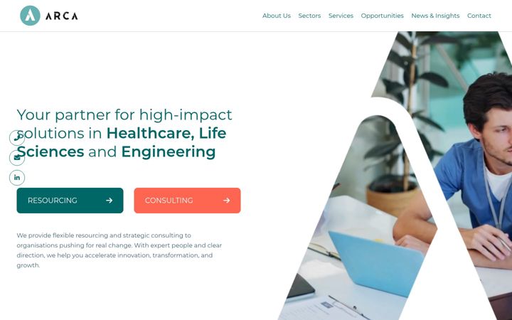 Screenshot of arcaresourcing.com