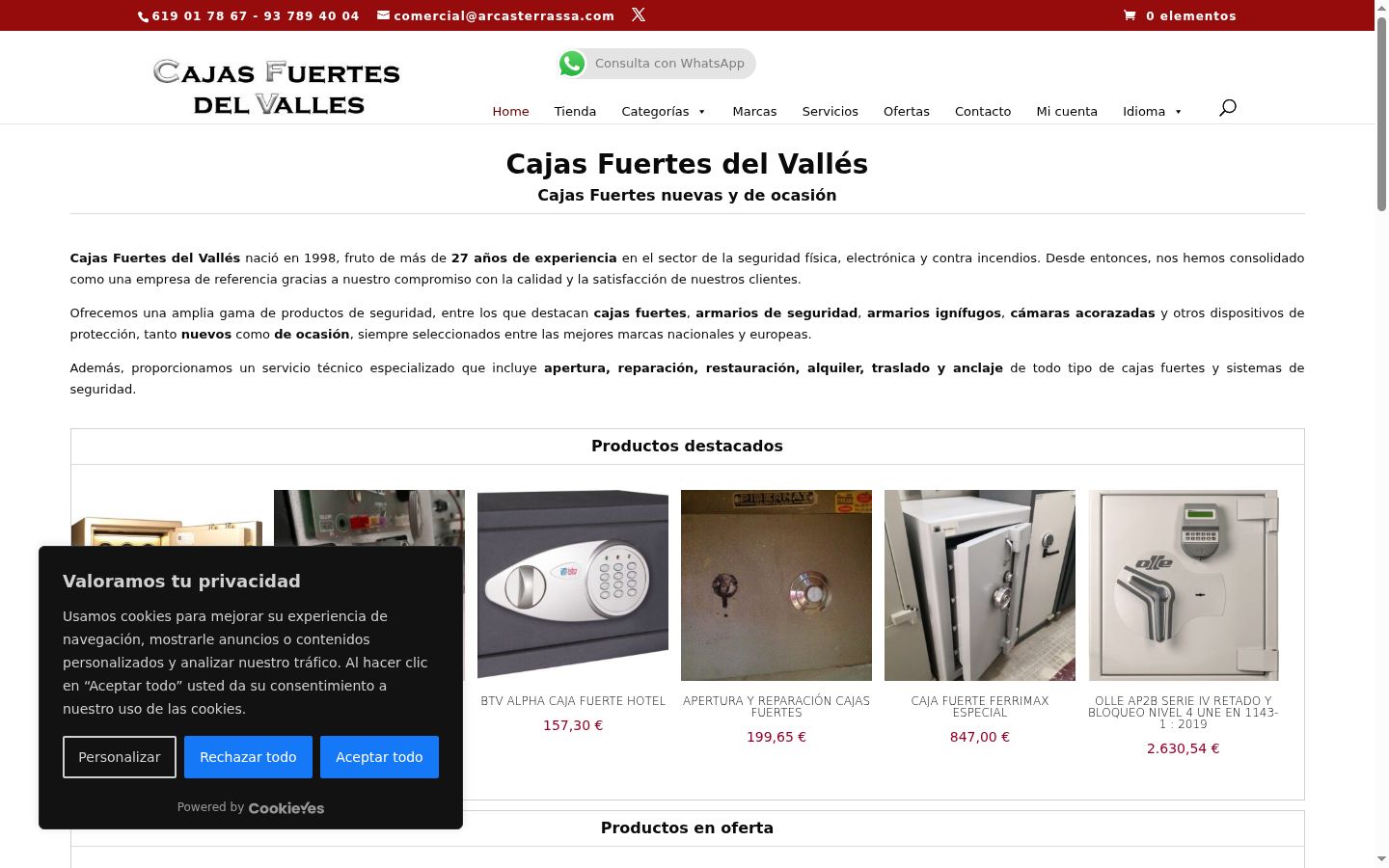 Captura de pantalla del banner de consentimiento mostrado antes de cualquier interacción