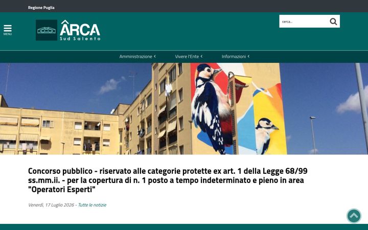 Screenshot του arcasudsalento.it