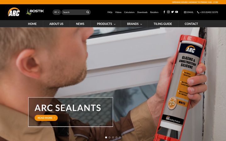 Zrzut ekranu arcbuildingproducts.ie