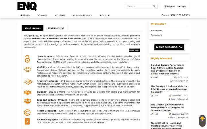 Screenshot of arcc-journal.org