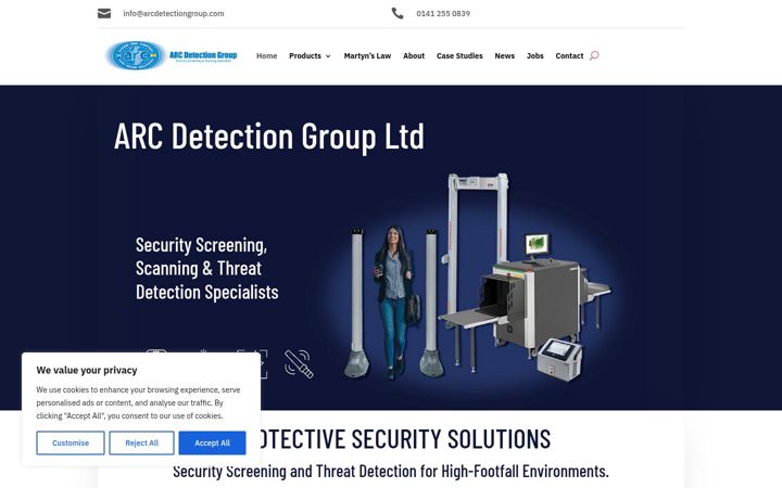 Screenshot of arcdetectiongroup.com