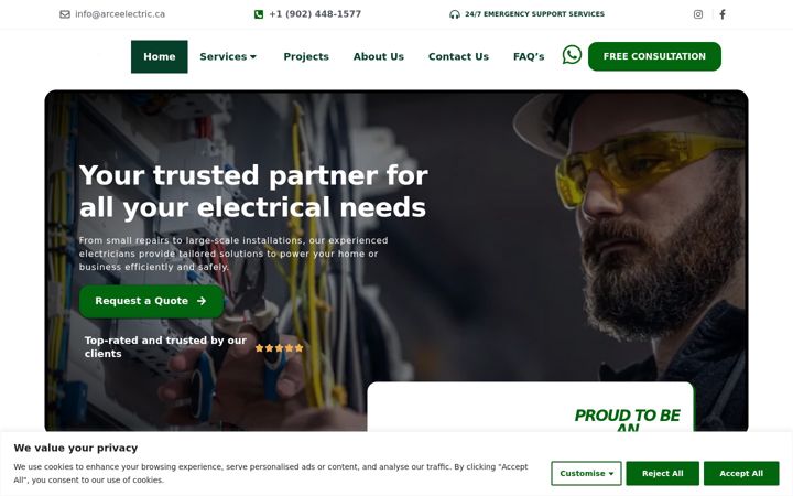Ekrano kopija arceelectric.ca