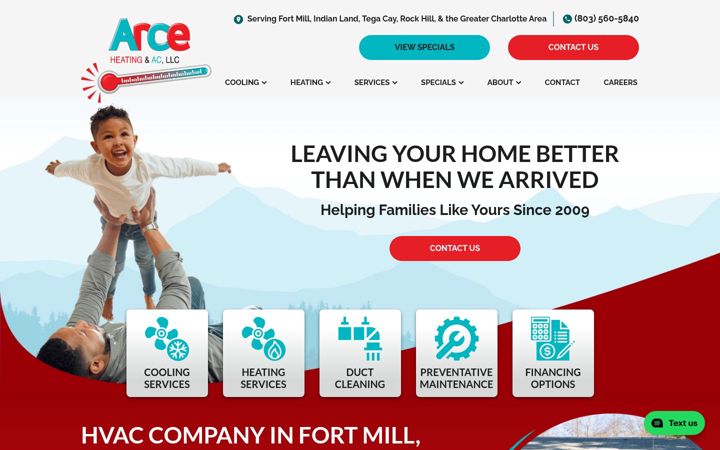 Screenshot ta' arceheatingandac.com