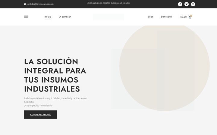 Screenshot ta' arceinsumos.com