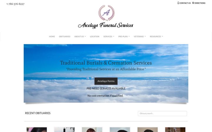 Screenshot ta' arcelaysfuneralservices.com