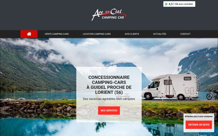 Screenshot of arcenciel-campingcar.fr