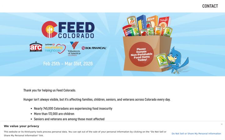 Screenshot of arcfeedcolorado.com