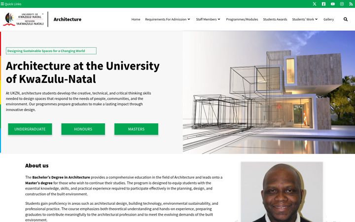 Posnetek zaslona arch.ukzn.ac.za